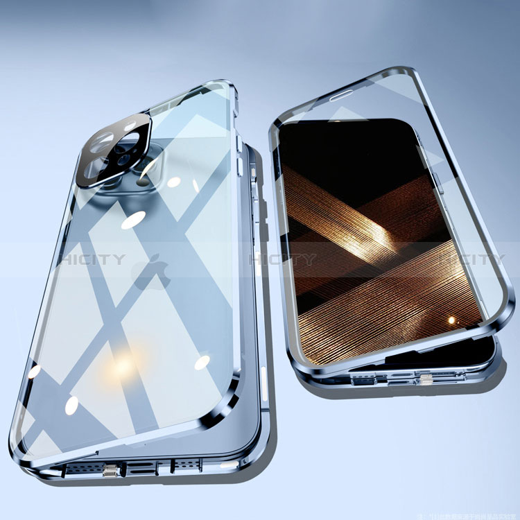 Funda Bumper Lujo Marco de Aluminio Espejo 360 Grados Carcasa M05 para Apple iPhone 14 Pro Max