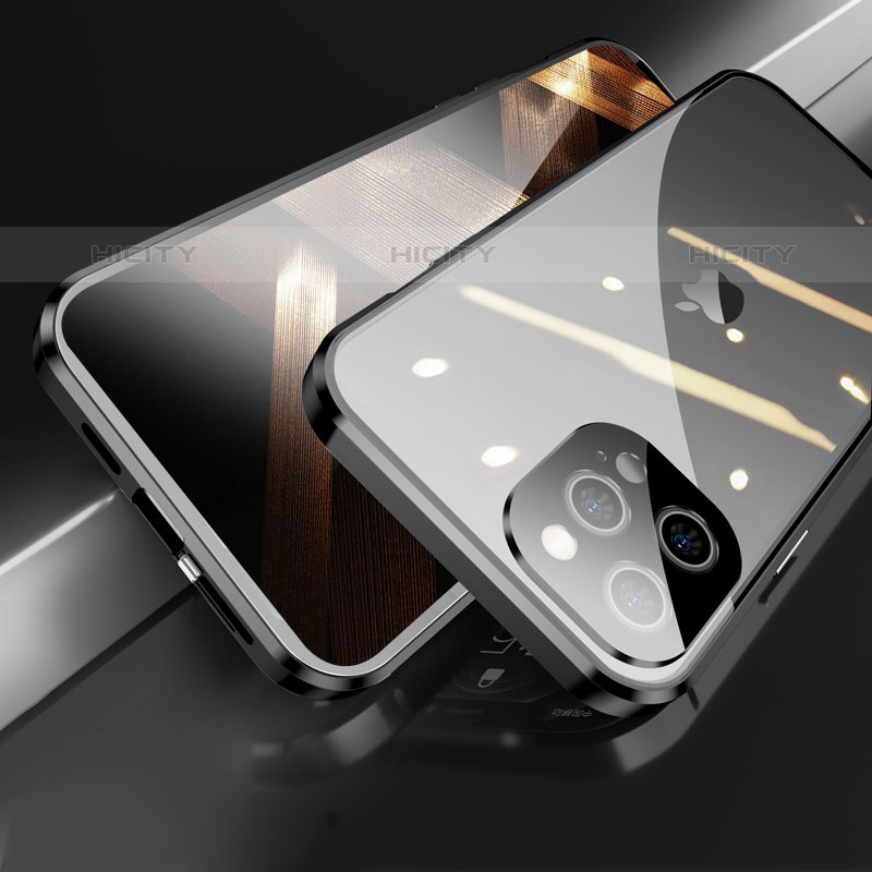 Funda Bumper Lujo Marco de Aluminio Espejo 360 Grados Carcasa M05 para Apple iPhone 15 Pro
