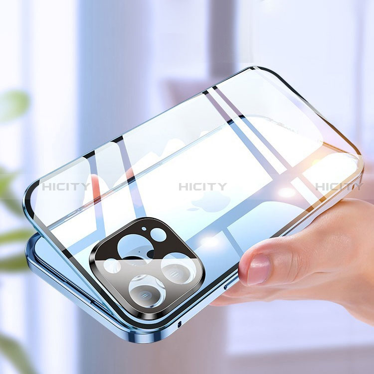Funda Bumper Lujo Marco de Aluminio Espejo 360 Grados Carcasa M05 para Apple iPhone 15 Pro Max