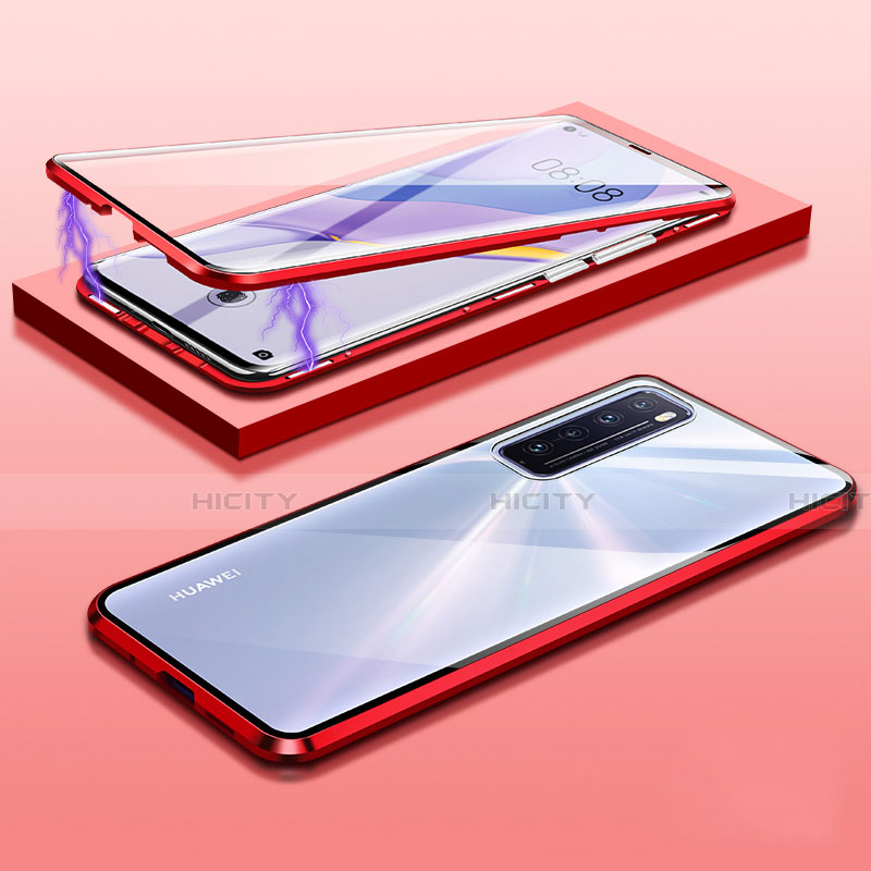 Funda Bumper Lujo Marco de Aluminio Espejo 360 Grados Carcasa M05 para Huawei Nova 7 5G Rojo