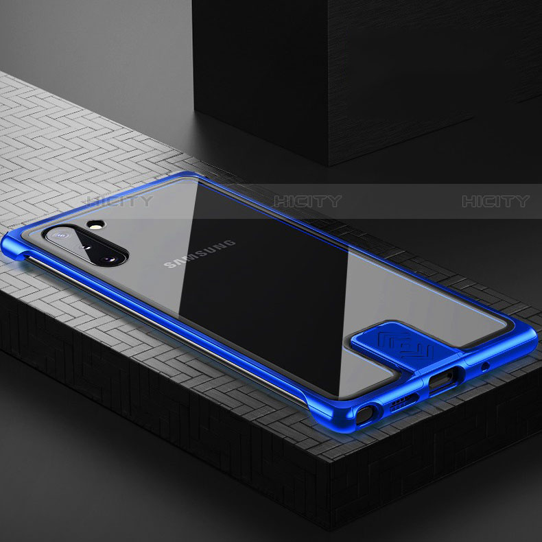 Funda Bumper Lujo Marco de Aluminio Espejo 360 Grados Carcasa M05 para Samsung Galaxy Note 10 5G Azul