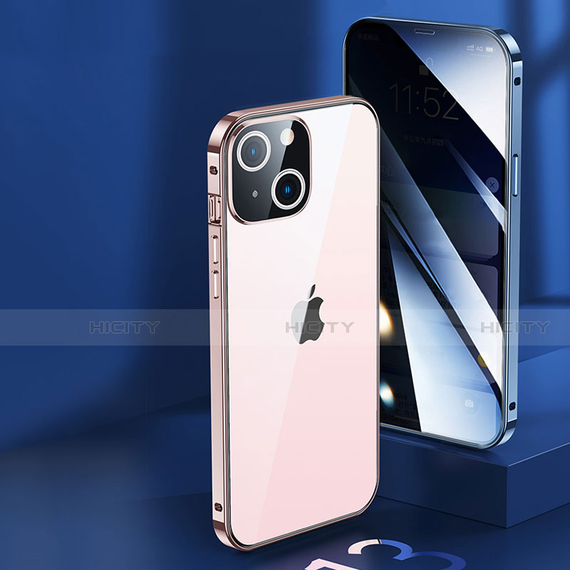 Funda Bumper Lujo Marco de Aluminio Espejo 360 Grados Carcasa M06 para Apple iPhone 14