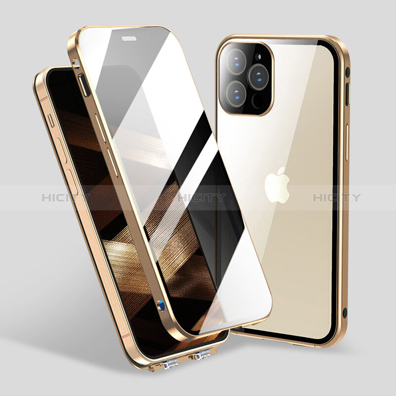 Funda Bumper Lujo Marco de Aluminio Espejo 360 Grados Carcasa M06 para Apple iPhone 14 Pro