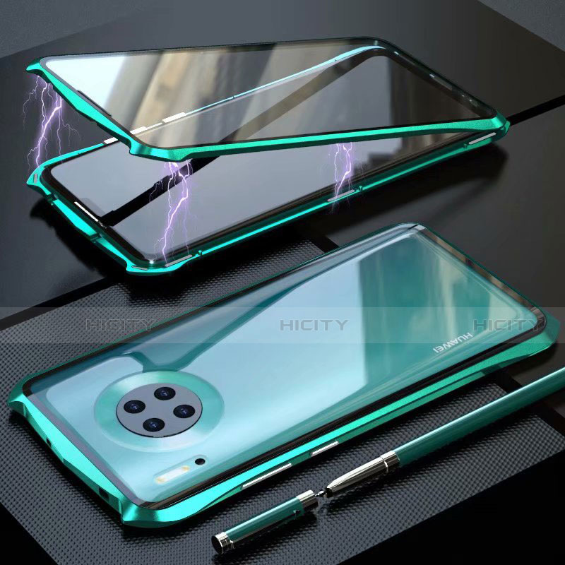 Funda Bumper Lujo Marco de Aluminio Espejo 360 Grados Carcasa M06 para Huawei Mate 30E Pro 5G Verde