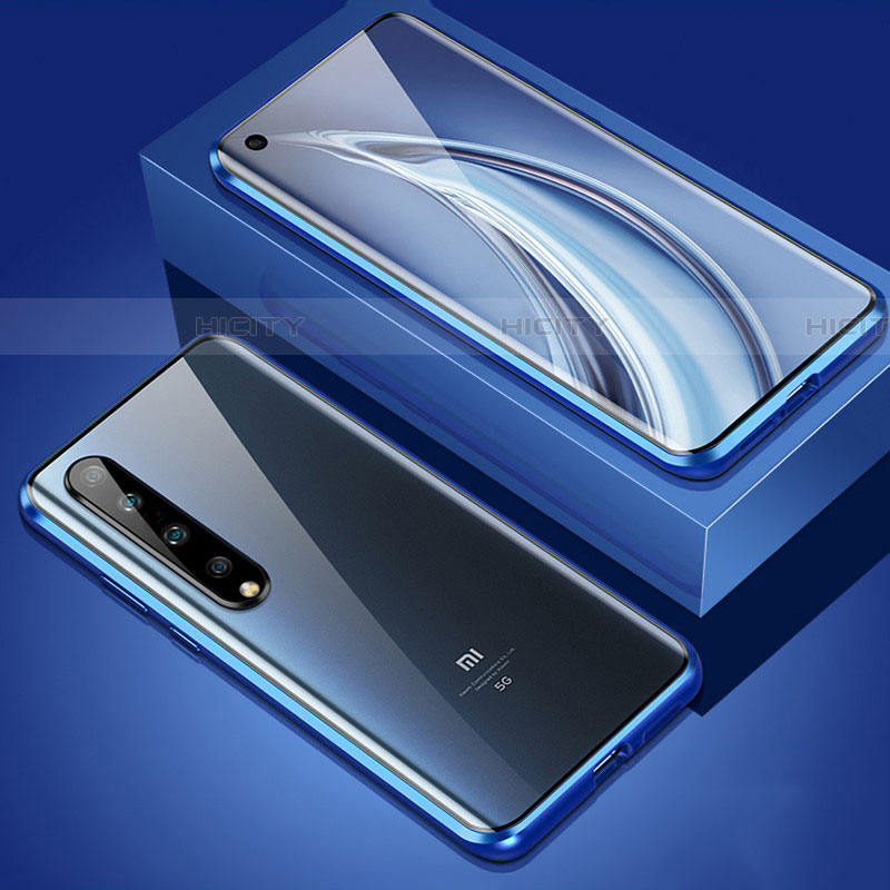 Funda Bumper Lujo Marco de Aluminio Espejo 360 Grados Carcasa M06 para Xiaomi Mi 10 Azul