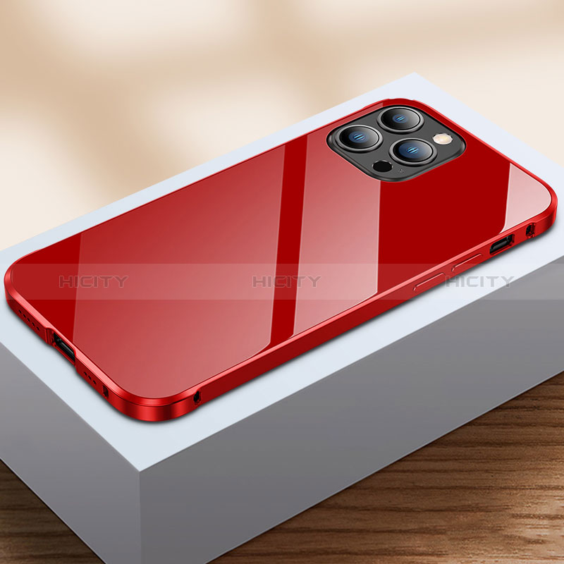 Funda Bumper Lujo Marco de Aluminio Espejo 360 Grados Carcasa M07 para Apple iPhone 14 Pro
