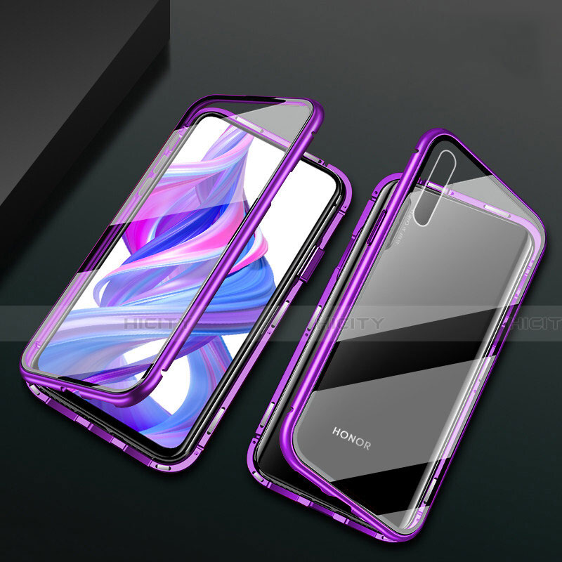 Funda Bumper Lujo Marco de Aluminio Espejo 360 Grados Carcasa M07 para Huawei Honor 9X Pro Morado