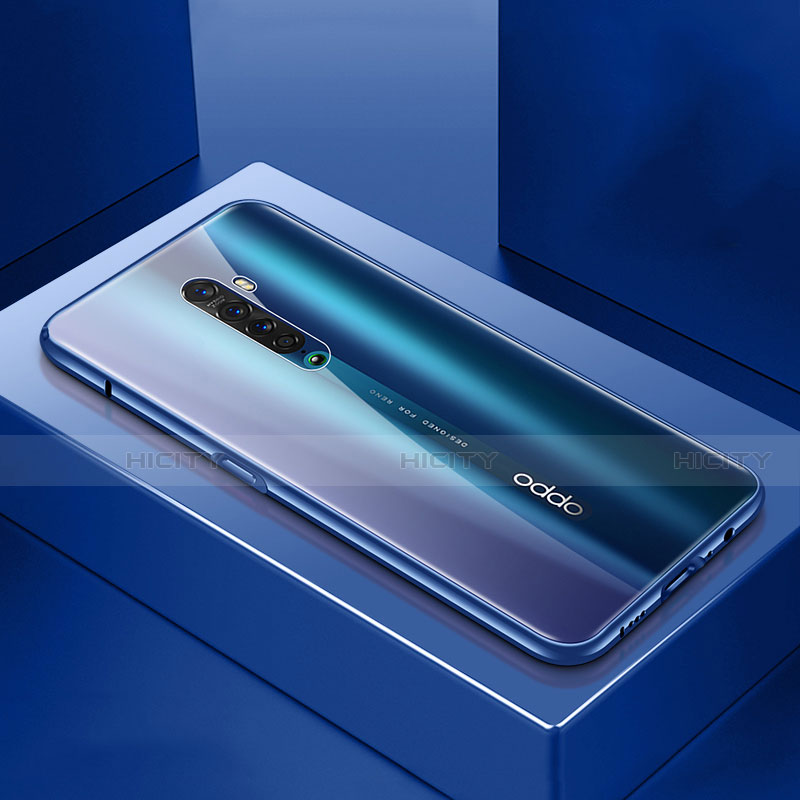 Funda Bumper Lujo Marco de Aluminio Espejo 360 Grados Carcasa M07 para Oppo Reno2 Azul