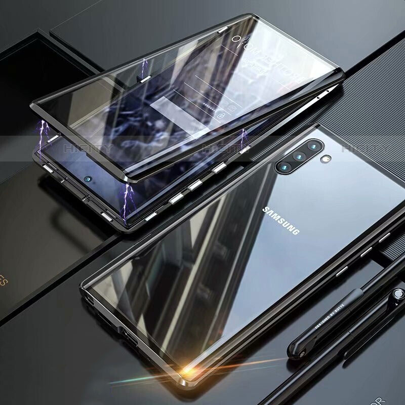 Funda Bumper Lujo Marco de Aluminio Espejo 360 Grados Carcasa M07 para Samsung Galaxy Note 10 5G Negro