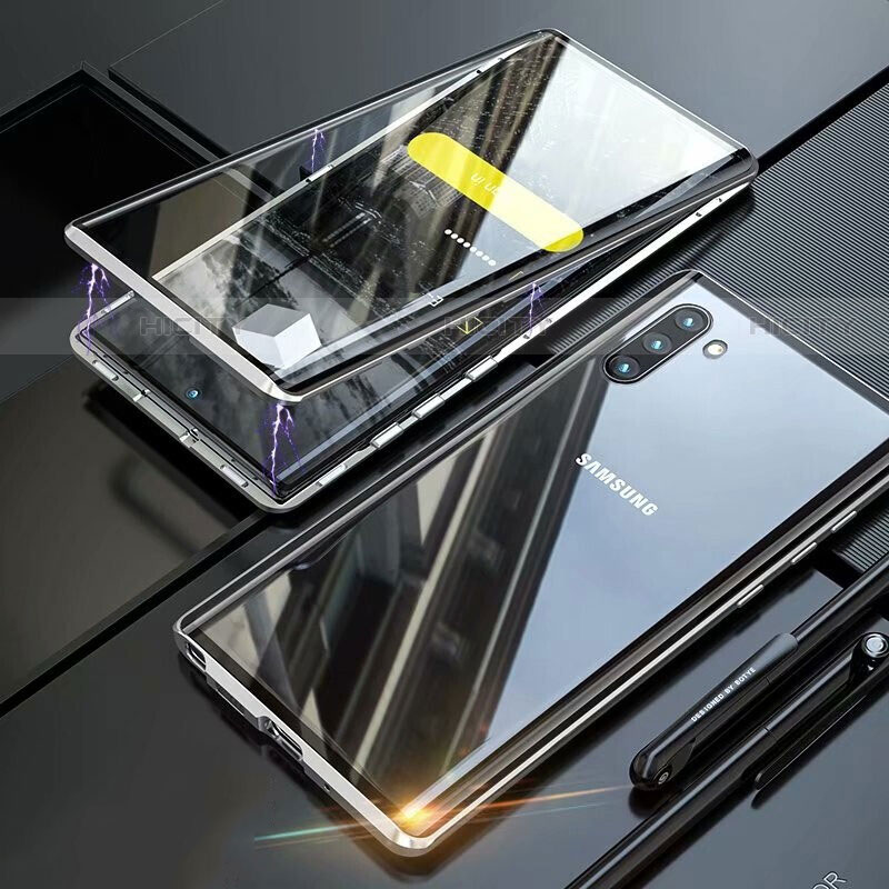 Funda Bumper Lujo Marco de Aluminio Espejo 360 Grados Carcasa M07 para Samsung Galaxy Note 10 Plata