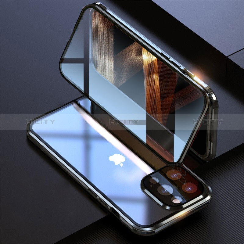 Funda Bumper Lujo Marco de Aluminio Espejo 360 Grados Carcasa M08 para Apple iPhone 14 Pro Max