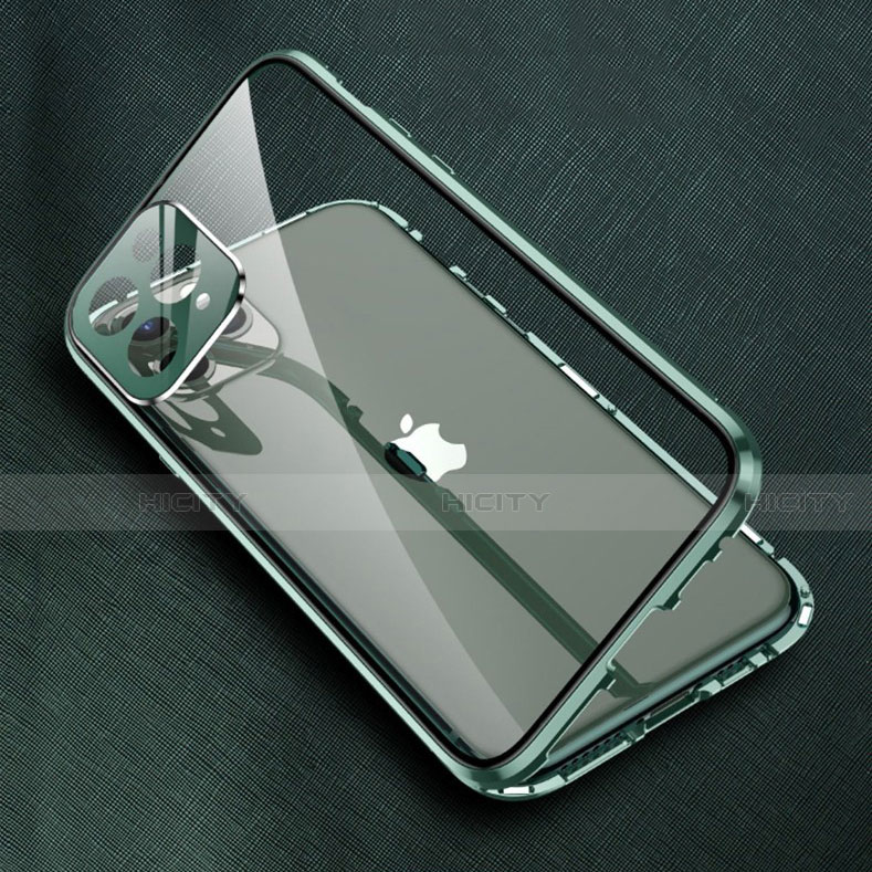 Funda Bumper Lujo Marco de Aluminio Espejo 360 Grados Carcasa M09 para Apple iPhone 13 Pro Max
