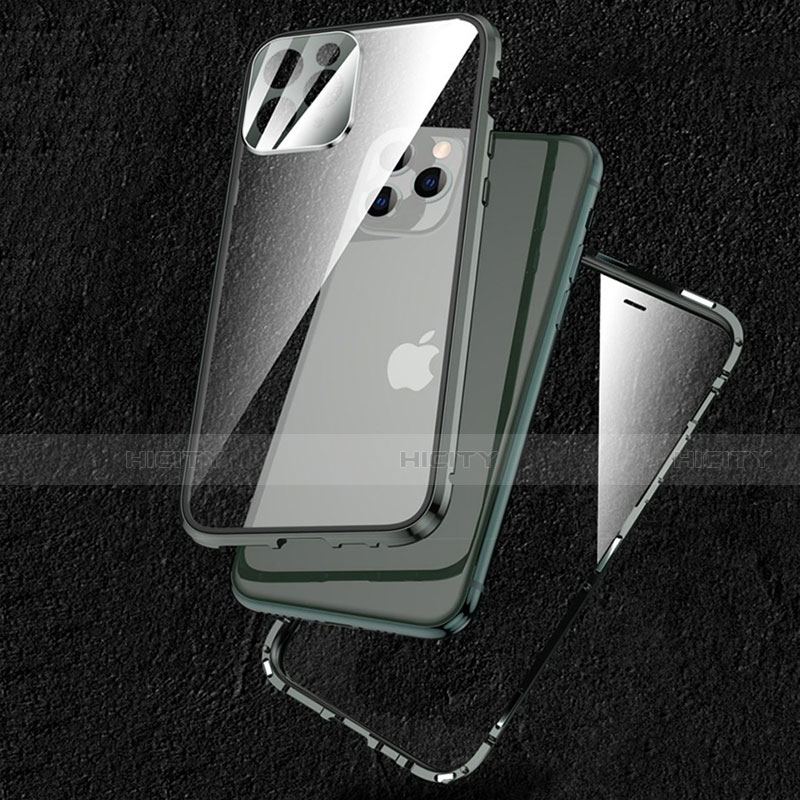 Funda Bumper Lujo Marco de Aluminio Espejo 360 Grados Carcasa M09 para Apple iPhone 15 Pro Max