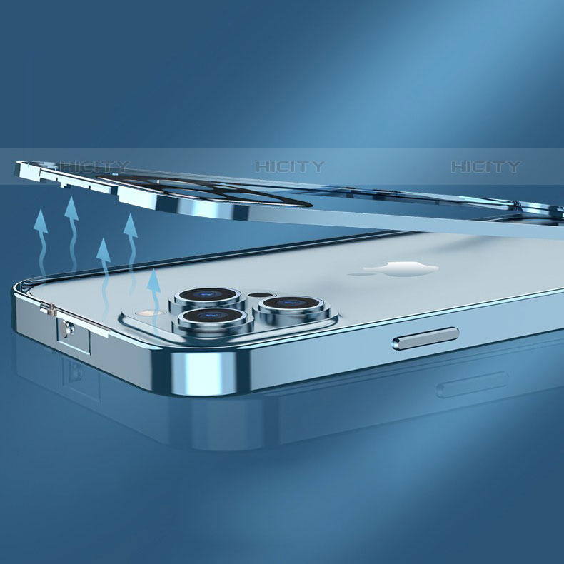 Funda Bumper Lujo Marco de Aluminio Espejo 360 Grados Carcasa M10 para Apple iPhone 15 Pro