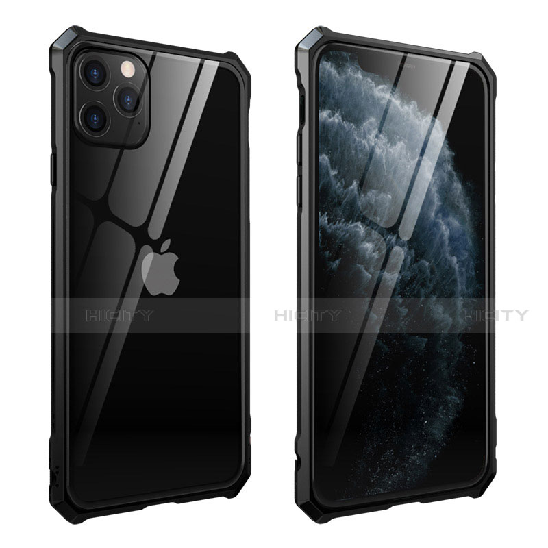 Funda Bumper Lujo Marco de Aluminio Espejo 360 Grados Carcasa M15 para Apple iPhone 11 Pro Max Negro