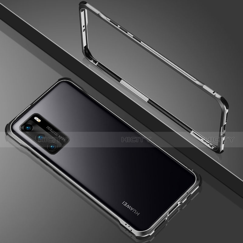 Funda Bumper Lujo Marco de Aluminio Espejo 360 Grados Carcasa N02 para Huawei P40 Negro