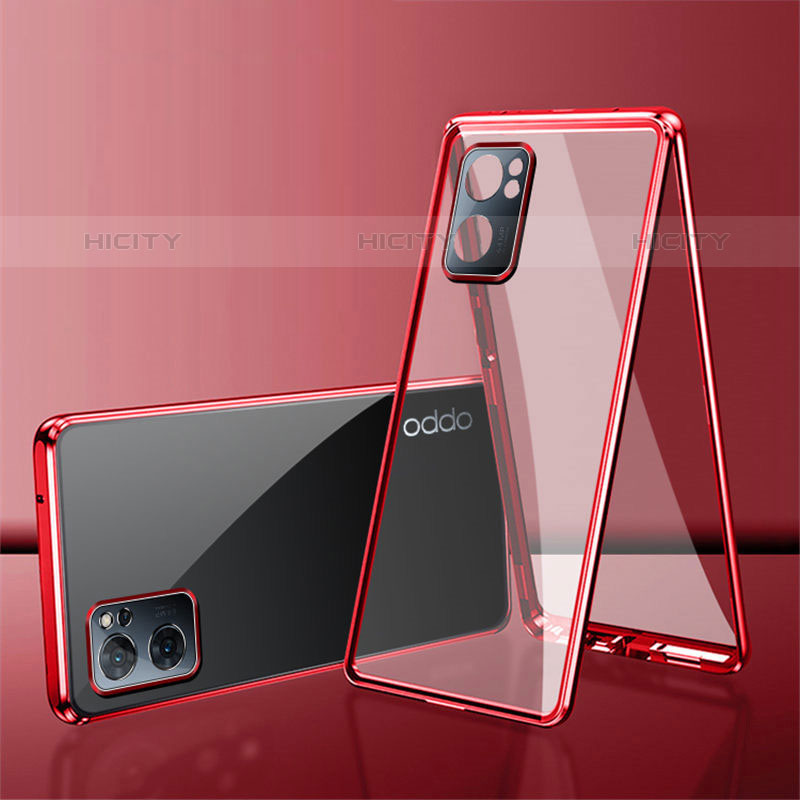 Funda Bumper Lujo Marco de Aluminio Espejo 360 Grados Carcasa P01 para Oppo Reno7 SE 5G