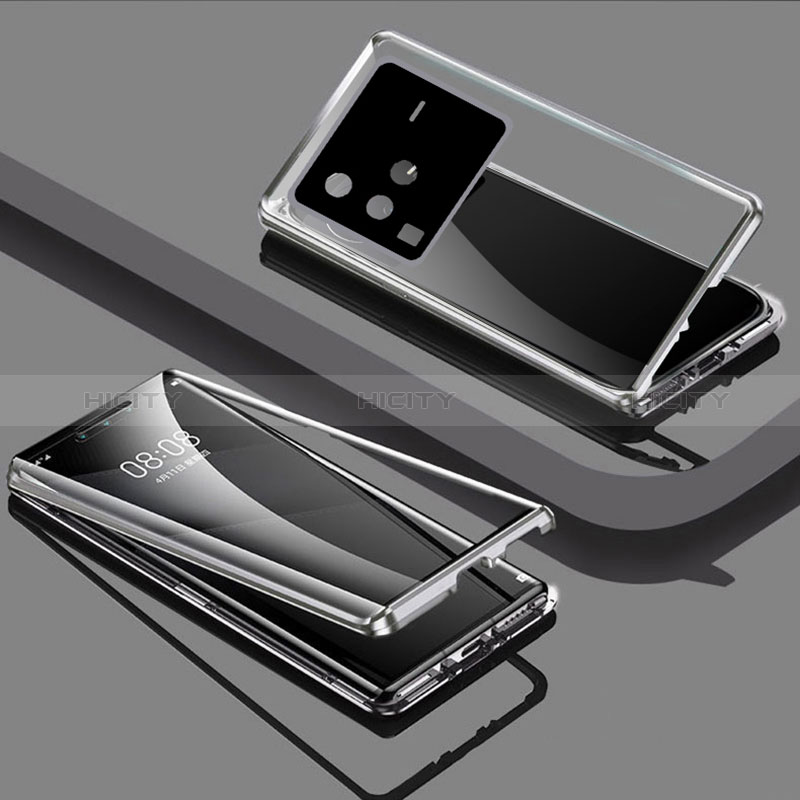 Funda Bumper Lujo Marco de Aluminio Espejo 360 Grados Carcasa P01 para Vivo X80 Pro 5G