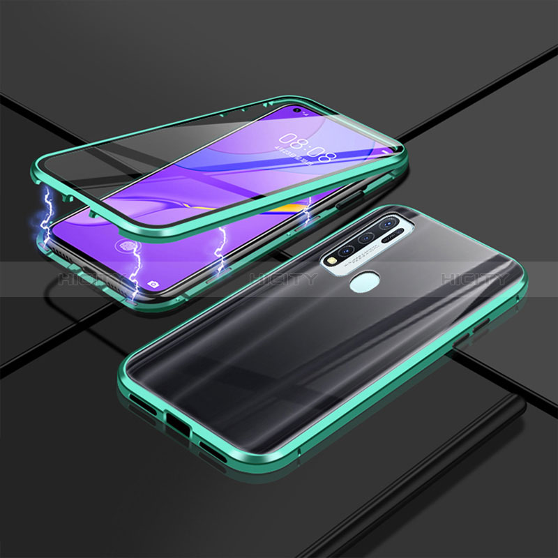 Funda Bumper Lujo Marco de Aluminio Espejo 360 Grados Carcasa P01 para Vivo Y50 Verde