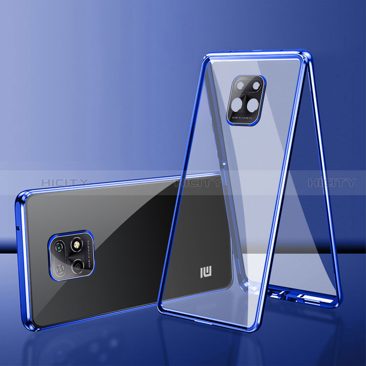 Funda Bumper Lujo Marco de Aluminio Espejo 360 Grados Carcasa P01 para Xiaomi Redmi 10X 5G Azul