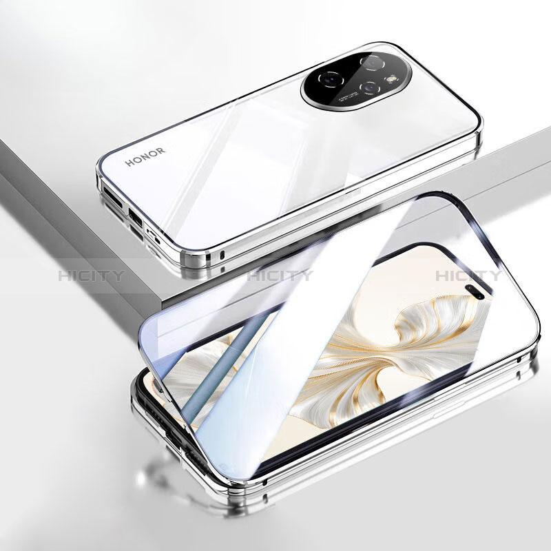 Funda Bumper Lujo Marco de Aluminio Espejo 360 Grados Carcasa P02 para Huawei Honor 100 Pro 5G