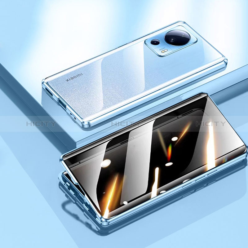 Funda Bumper Lujo Marco de Aluminio Espejo 360 Grados Carcasa P02 para Xiaomi Mi 13 Lite 5G Azul