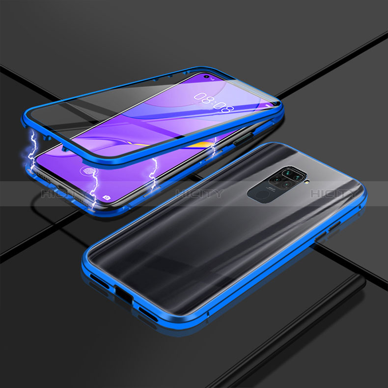 Funda Bumper Lujo Marco de Aluminio Espejo 360 Grados Carcasa P02 para Xiaomi Redmi 10X 5G Azul