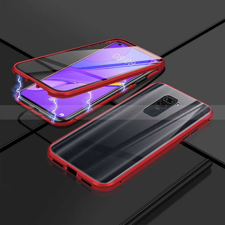 Funda Bumper Lujo Marco de Aluminio Espejo 360 Grados Carcasa P02 para Xiaomi Redmi 10X 5G Rojo