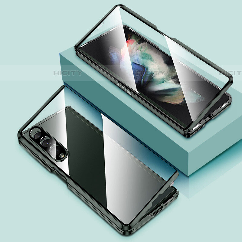 Funda Bumper Lujo Marco de Aluminio Espejo 360 Grados Carcasa P03 para Samsung Galaxy Z Fold4 5G Verde