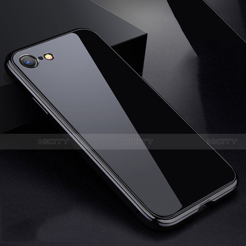 Funda Bumper Lujo Marco de Aluminio Espejo 360 Grados Carcasa para Apple iPhone SE (2020) Negro