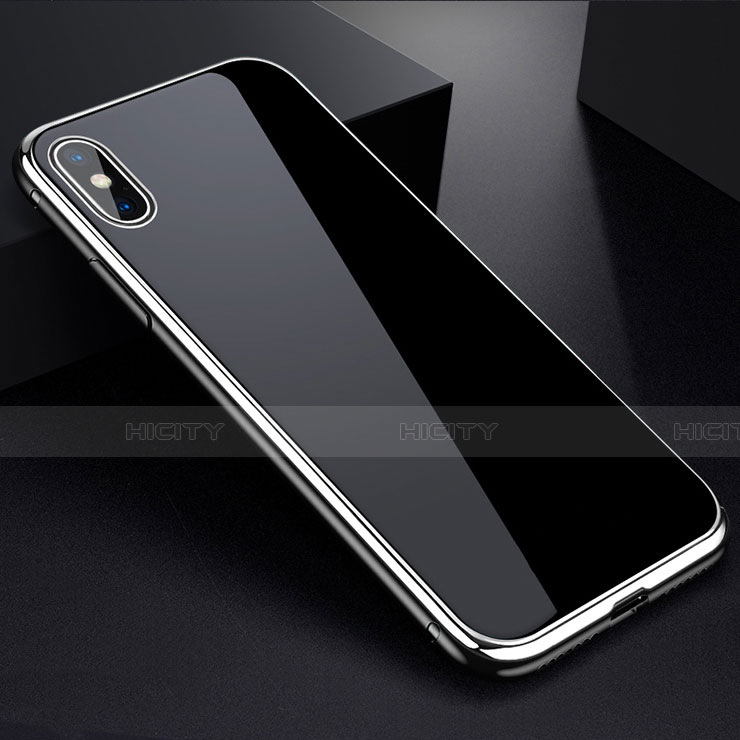 Funda Bumper Lujo Marco de Aluminio Espejo 360 Grados Carcasa para Apple iPhone X Plata