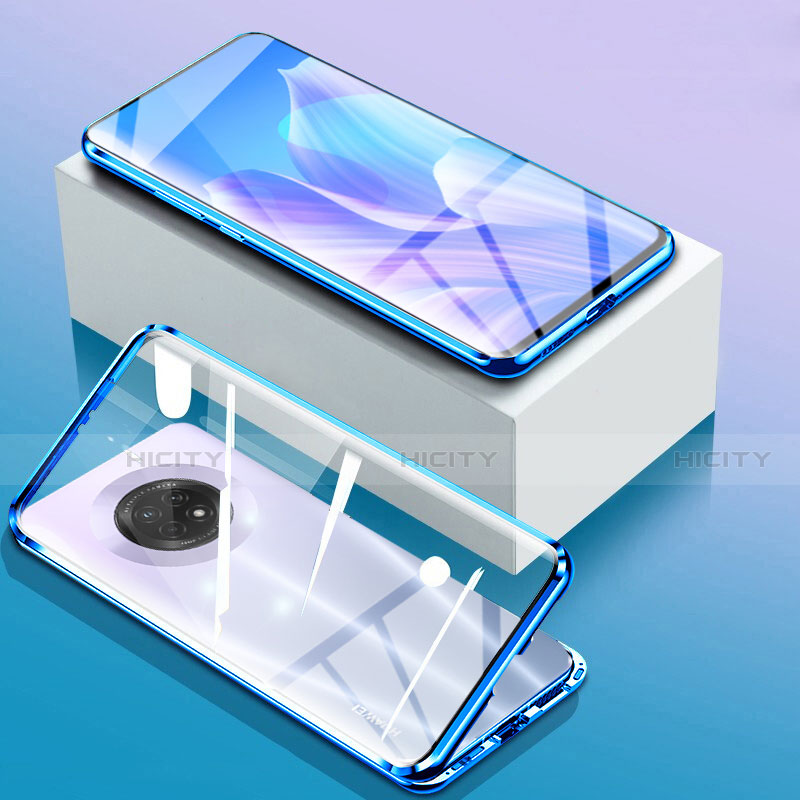 Funda Bumper Lujo Marco de Aluminio Espejo 360 Grados Carcasa para Huawei Enjoy 20 Plus 5G Azul