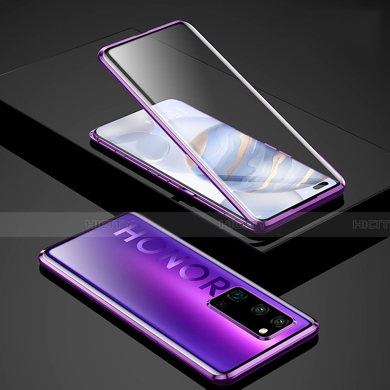 Funda Bumper Lujo Marco de Aluminio Espejo 360 Grados Carcasa para Huawei Honor 30 Pro Morado