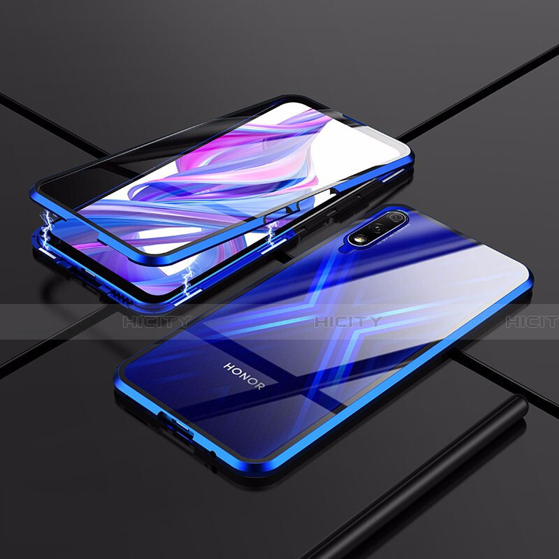 Funda Bumper Lujo Marco de Aluminio Espejo 360 Grados Carcasa para Huawei Honor 9X Azul
