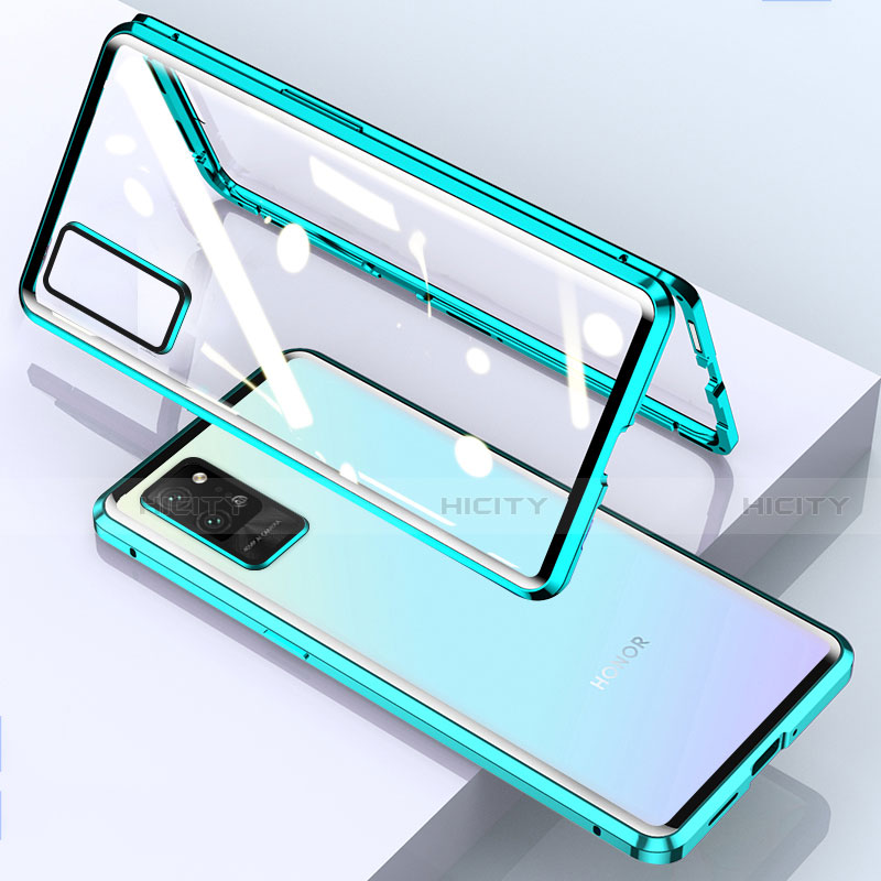 Funda Bumper Lujo Marco de Aluminio Espejo 360 Grados Carcasa para Huawei Honor Play4 Pro 5G Cian