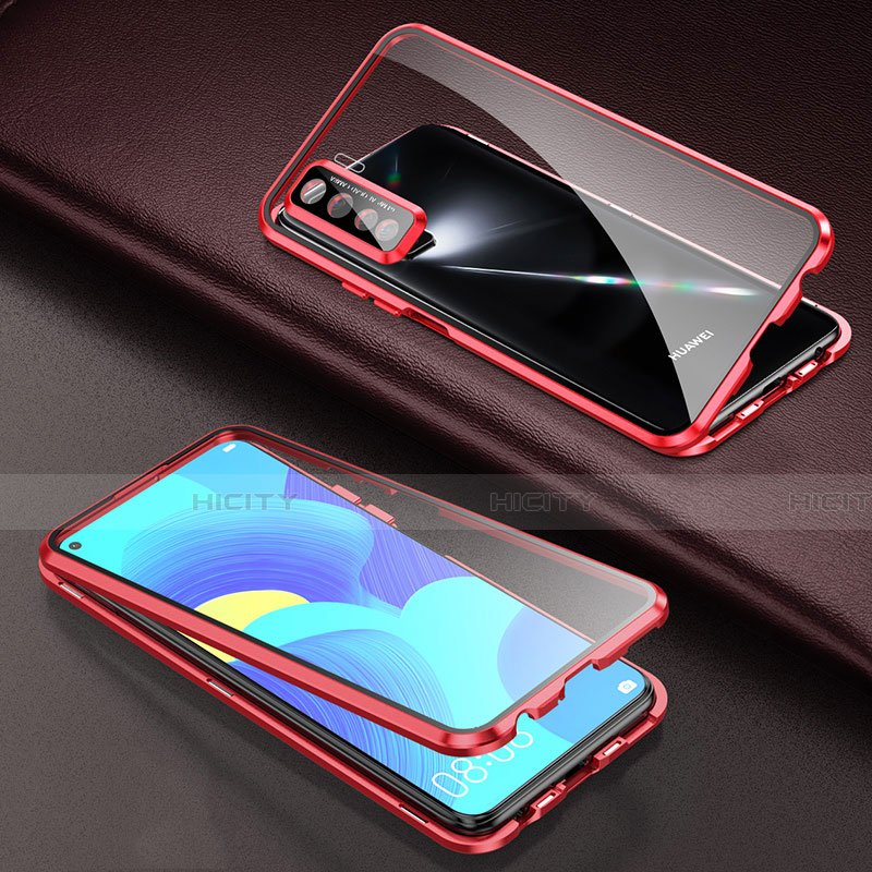 Funda Bumper Lujo Marco de Aluminio Espejo 360 Grados Carcasa para Huawei Nova 7 SE 5G Rojo