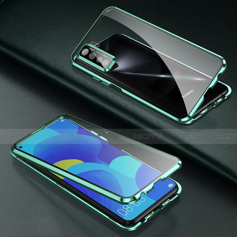 Funda Bumper Lujo Marco de Aluminio Espejo 360 Grados Carcasa para Huawei Nova 7 SE 5G Verde