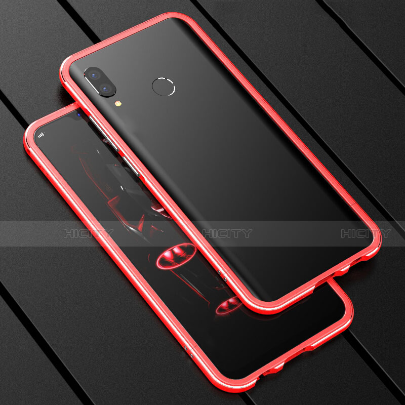 Funda Bumper Lujo Marco de Aluminio Espejo 360 Grados Carcasa para Huawei P Smart+ Plus Rojo