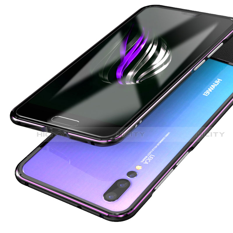 Funda Bumper Lujo Marco de Aluminio Espejo 360 Grados Carcasa para Huawei P20 Pro Morado