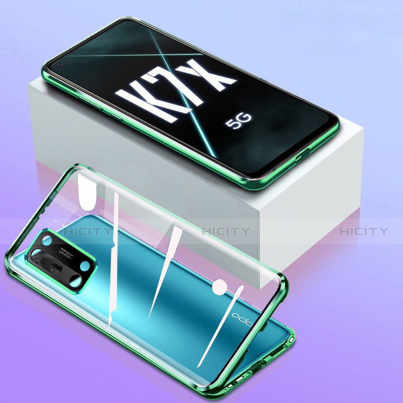 Funda Bumper Lujo Marco de Aluminio Espejo 360 Grados Carcasa para Oppo K7x 5G Verde