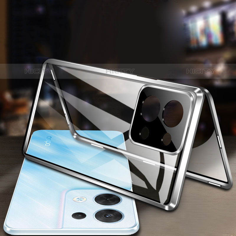 Funda Bumper Lujo Marco de Aluminio Espejo 360 Grados Carcasa para Oppo Reno9 5G