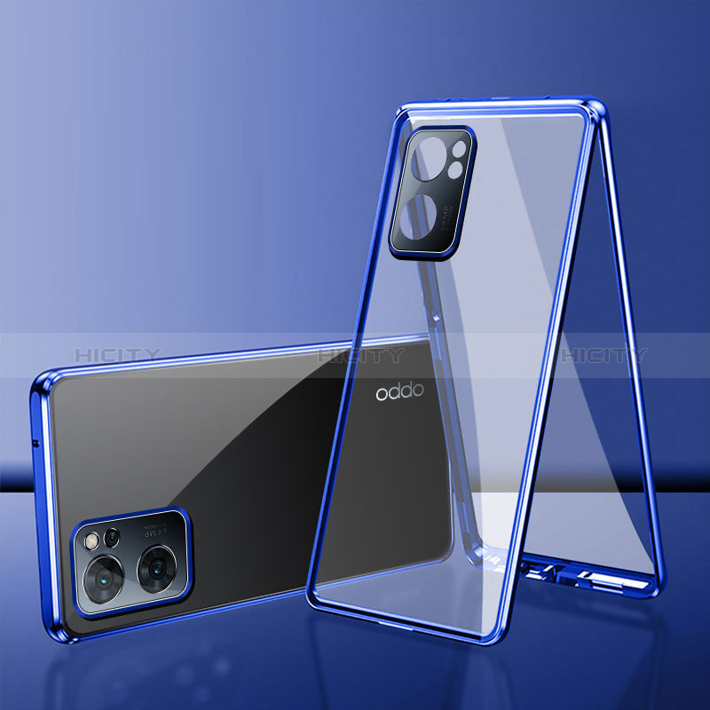 Funda Bumper Lujo Marco de Aluminio Espejo 360 Grados Carcasa para Realme Narzo 50 5G Azul