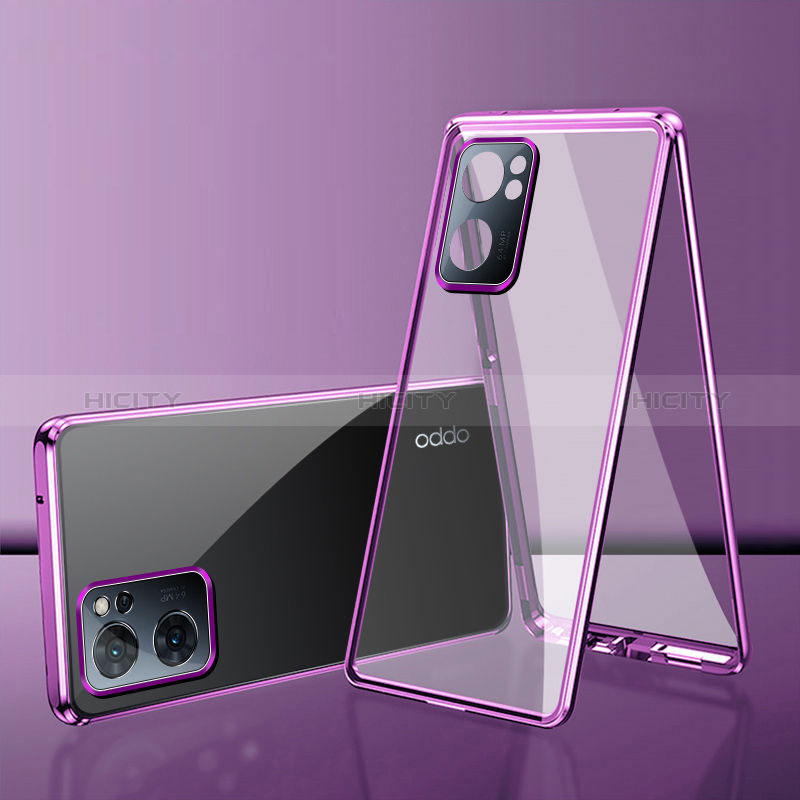 Funda Bumper Lujo Marco de Aluminio Espejo 360 Grados Carcasa para Realme V23 5G Morado