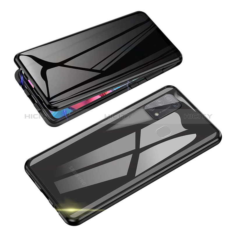 Funda Bumper Lujo Marco de Aluminio Espejo 360 Grados Carcasa para Samsung Galaxy M21s Negro