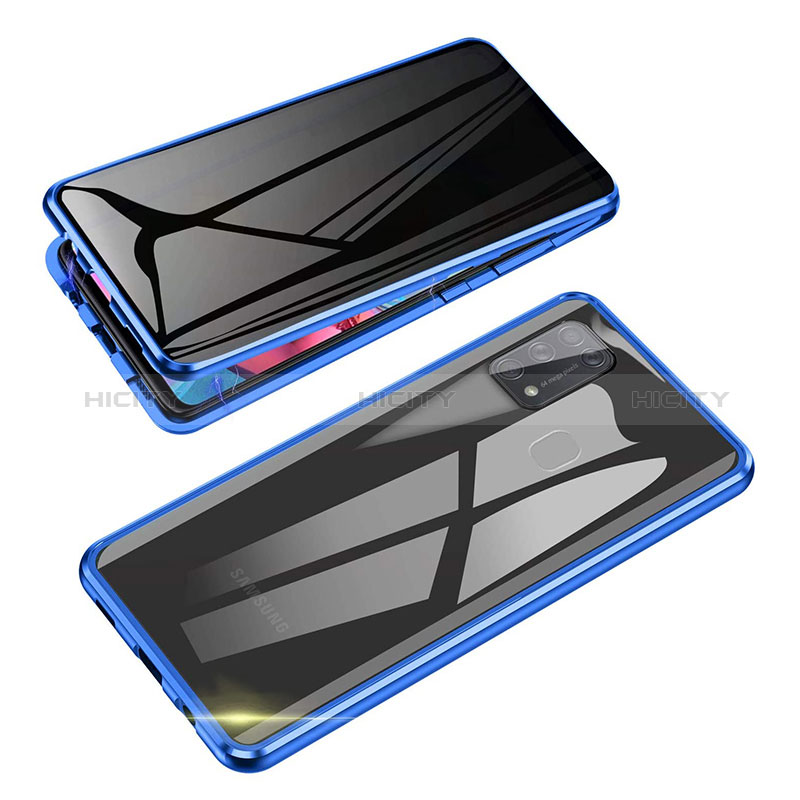 Funda Bumper Lujo Marco de Aluminio Espejo 360 Grados Carcasa para Samsung Galaxy M30s Azul