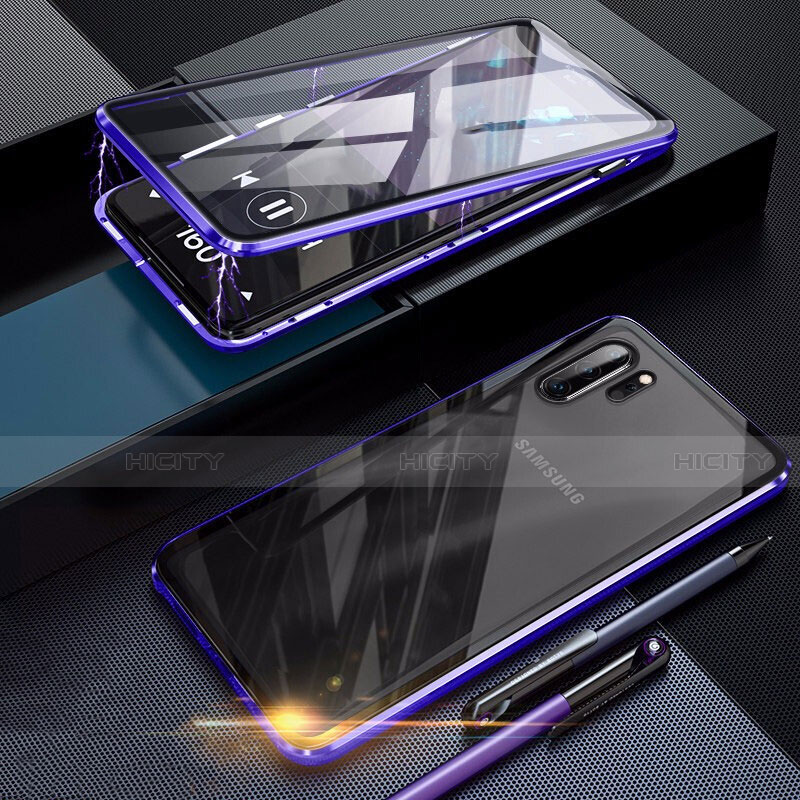 Funda Bumper Lujo Marco de Aluminio Espejo 360 Grados Carcasa para Samsung Galaxy Note 10 Plus 5G Morado