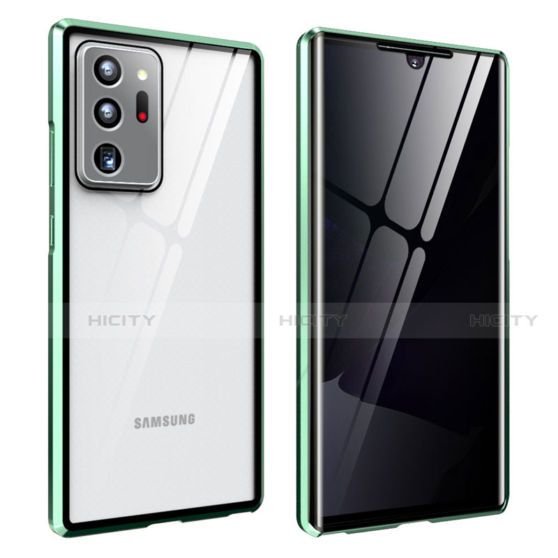 Funda Bumper Lujo Marco de Aluminio Espejo 360 Grados Carcasa para Samsung Galaxy Note 20 Ultra 5G Menta Verde