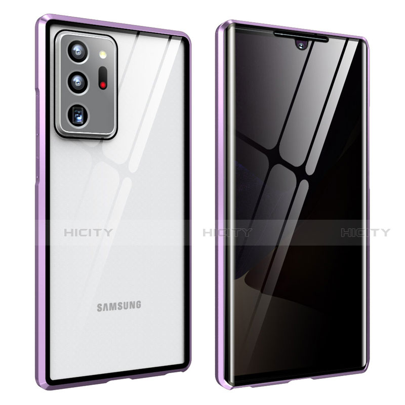 Funda Bumper Lujo Marco de Aluminio Espejo 360 Grados Carcasa para Samsung Galaxy Note 20 Ultra 5G Morado