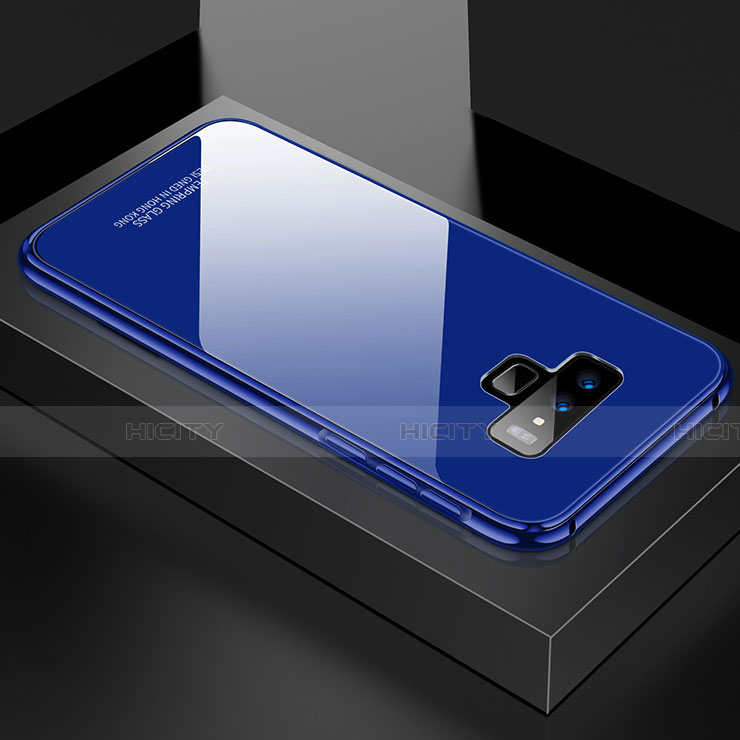 Funda Bumper Lujo Marco de Aluminio Espejo 360 Grados Carcasa para Samsung Galaxy Note 9 Azul