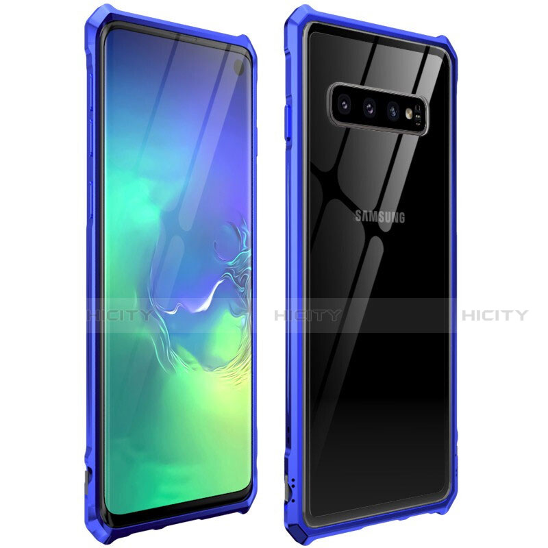 Funda Bumper Lujo Marco de Aluminio Espejo 360 Grados Carcasa para Samsung Galaxy S10 5G Azul